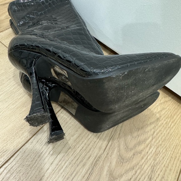 Glamorous heeled sock boot in black croc - Picture 6 of 10